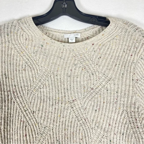 J. Jill Womens Sweater Pullover Beige Long Sleeve Relaxed Round Neck Knit XS - Picture 2 of 15